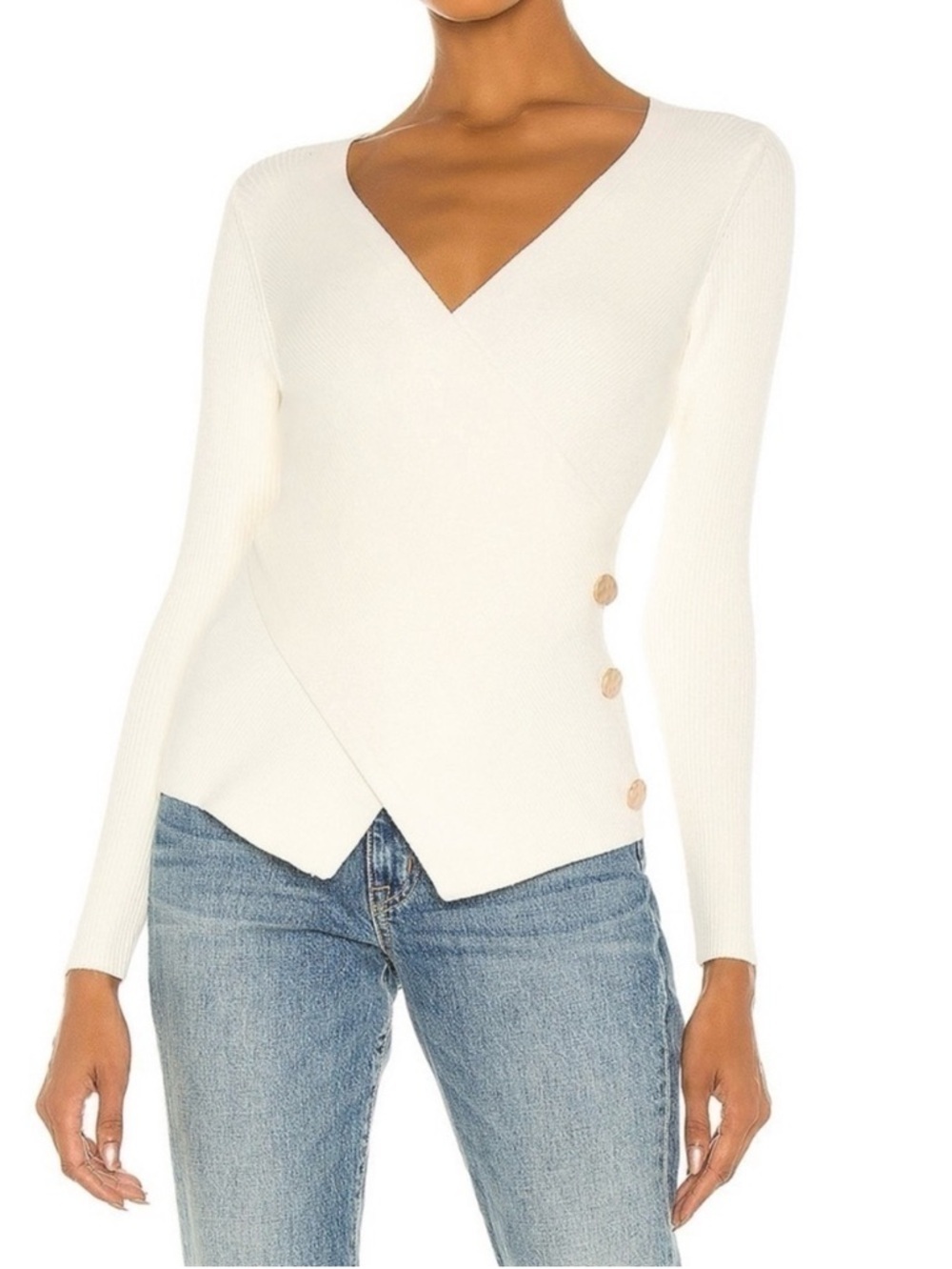 Milly Crossfront Sweater Women’s Size Medium Ecru Revolve EUC